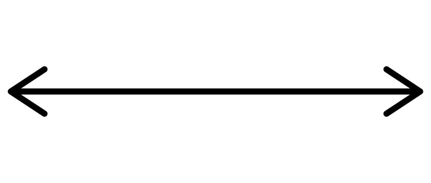 Horizontal Double Headed Straight Arrow Line Pointer Graphic Design Element Isolated on Transparent Background
