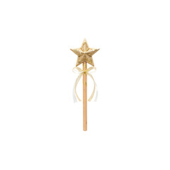 Golden star magic wand with ribbons isolated © Phan