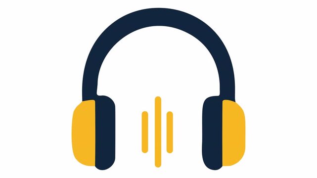 Headphones with Sound Wave Icon Vector Illustration for Music Listening, Audio Waveform, Podcast, and Sound Engineering