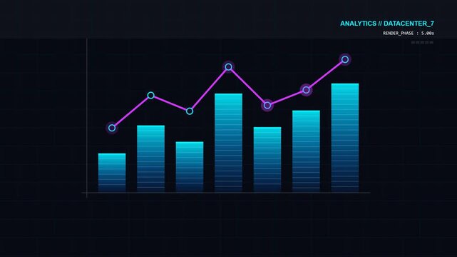 Digital financial growth chart with upward trend and data analytics visualization, representing business progress