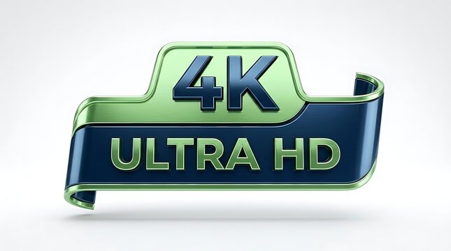 4K Ultra HD 3D Ribbon Badge Label for Video Quality and Display UI