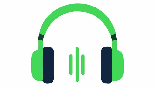 Green Headphones with Sound Wave Icon Vector Illustration for Music Listening, Audio Waveform, Podcast, and Sound Engineering
