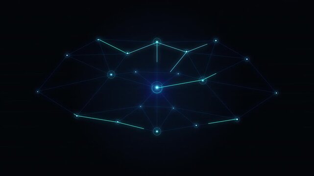 Abstract network connection structure with glowing blue points and lines, big data, digital technology background