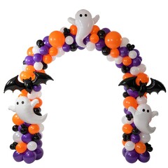 Fototapeta premium Grand Halloween balloon entrance arch featuring ghosts and bats