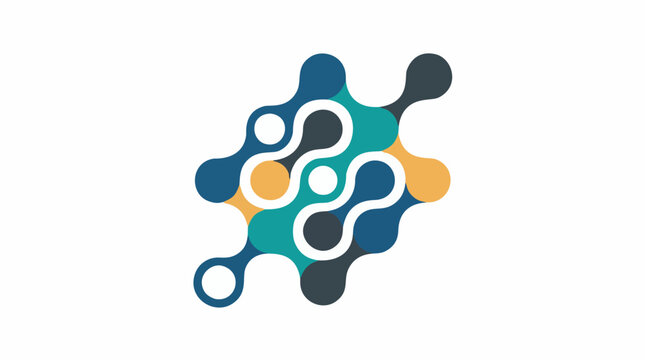 Abstract geometric logo design with interconnected circles and flowing lines in modern colors.