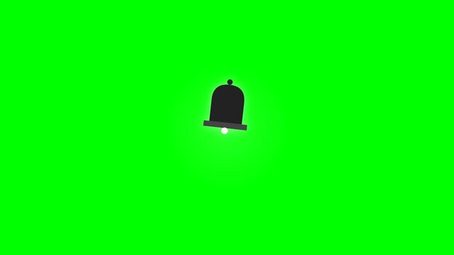 Minimalist black bell icon on vibrant green background