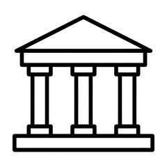 Obraz premium Simple line drawing of a building with columns and triangular roof architecture symbol