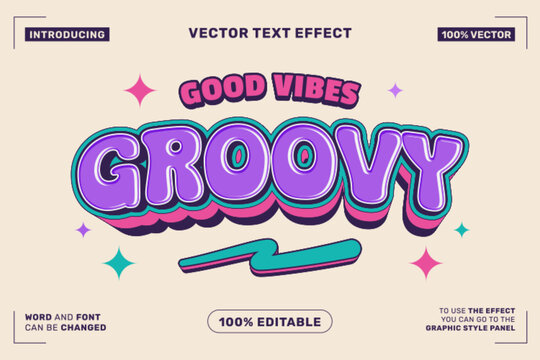 Editable Groovy Retro Cartoon Text Effect for Poster Branding and Social Media Design