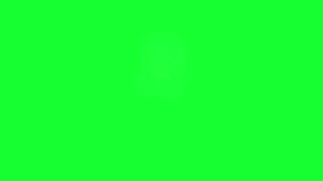 Animated cute white ghost character bouncing on vibrant green screen background for video overlay