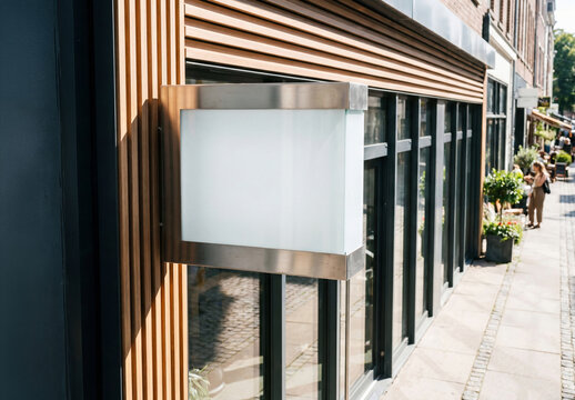 Black and wooden empty blank storefront signage Mockup. Generative ai