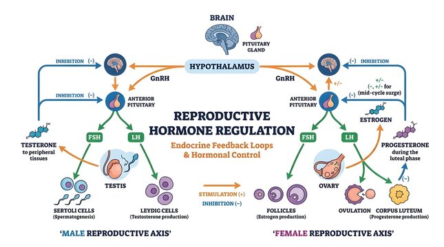 Endocrine Reproductive Hormone Regulation Diagram for Medical Education