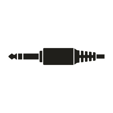 Black Silhouette Icon of an Audio Jack Plug Connector for Professional Sound Gear