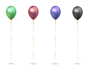 Four shiny balloons isolated on a transparent background © SAYEDA