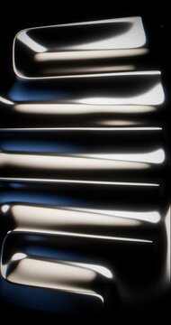Abstract 3D Metallic Blue and Silver Liquid Waves Animation - Looping Vertical Clip