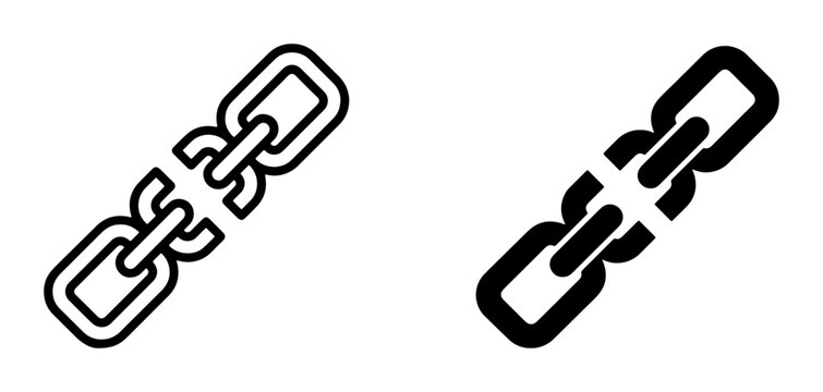 Broken Link Icon Set, Disconnected Chain Symbol, Internet Connection Error, Web Link Breakage, Digital Security Breach, Network Disruption
