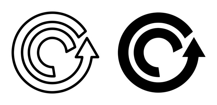 Circular Arrows and Refresh Icons, Vector Set for Reloading and Recycling Concepts, Simple Black and White Graphics
