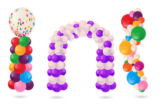 Colorful balloon set isolated on a transparent background