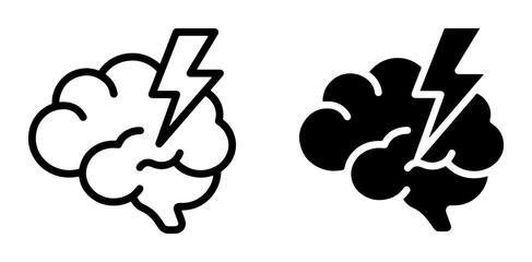 Fototapeta premium Brainstorming Icons, Lightning Bolt Idea Symbol, Creative Thinking Vector Art, Mental Energy Concept