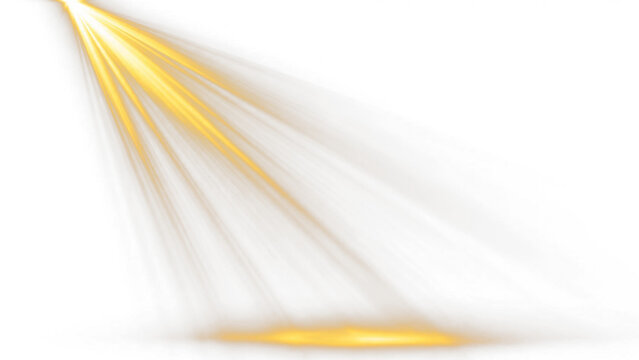 Golden light rays burst diagonal sunbeam overlay on white background