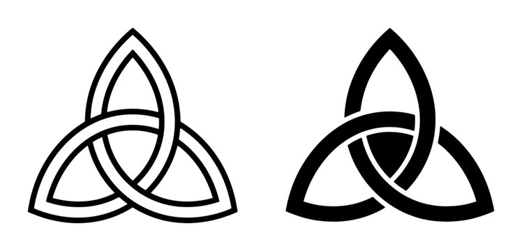 Triquetra Symbol Vector Art, Celtic Knot Icon, Trinity Knot Design, Ancient Symbolism, Spiritual Iconography, Black and White Graphics
