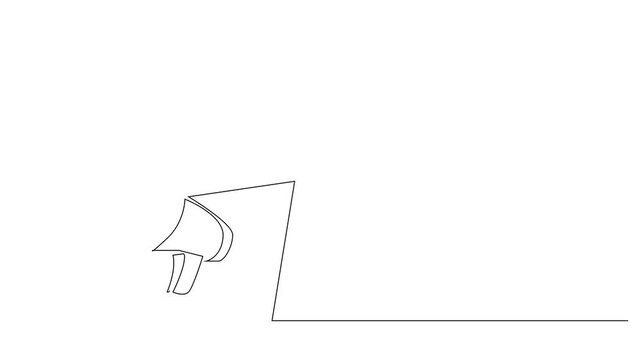 laptop megaphone screen announcement news one line 2d video animation motion