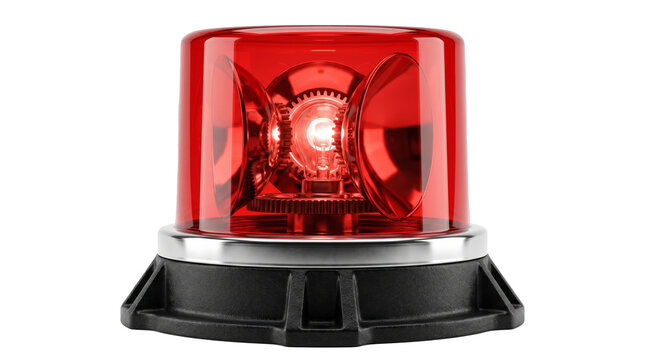 Red emergency beacon flasher light siren isolated on white background