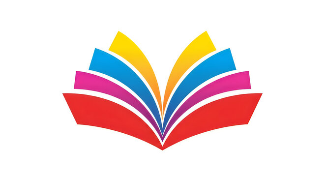 Colorful open book icon with pages spreading out isolated on a white background