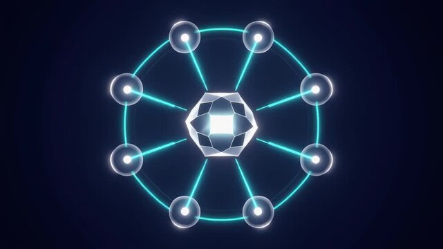 Enterprise AI Network with Central Intelligence Core and Connected Digital Nodes
