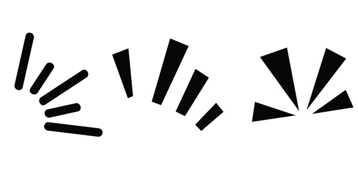 Set of black comic speed lines emphasis rays and expression bursts isolated on white background. Graphic accent symbols suitable for comics manga stickers UI icons and dynamic promotional design.