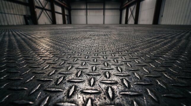 Industrial Metal Floor Texture Background Perspective.