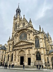 Fototapeta premium Gothic Cathedral With Rose Window and Bell Tower