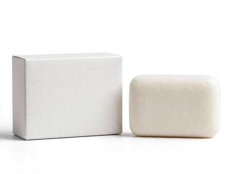 Natural bar soap and blank white cardboard box packaging with cosmetic packaging beauty product organic soap skin care