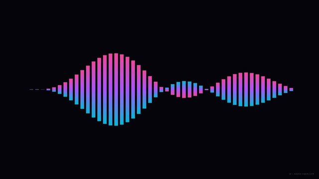 Cinematic 4K Stock Video Footage of Audio Equalizer Visuals With Camera Motion In Dark Background For Technology And Music