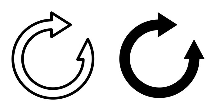 Circular Arrows Icon Set, Refresh Reload Symbol, Undo Redo Loop, Vector Graphics for UI and Web Design