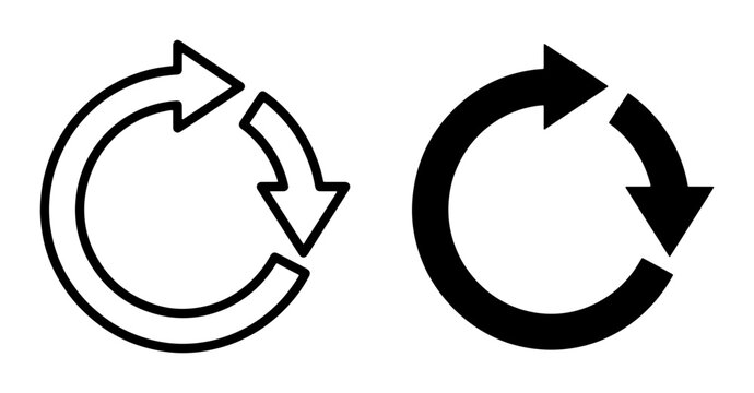 Circular Arrow Icons, Refresh Symbol Vector Graphics, Reload Loop Set, Repeat Cycle Signs