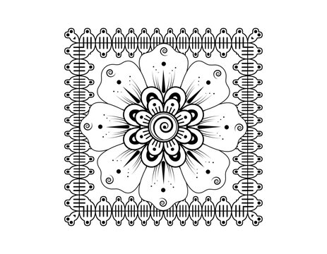 Beautiful traditional Indian mehndi flower ornament, intricate henna tattoo pattern for elegant decoration