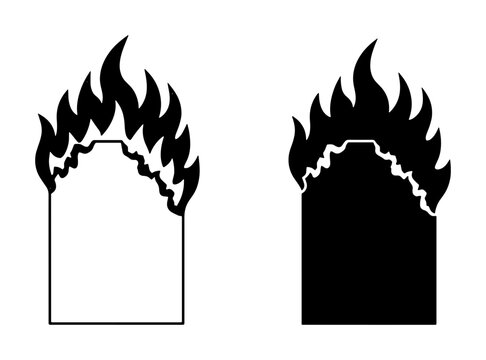 Burning Paper Icon Set, Fire Document Symbol, Flame Document Vector, Danger Warning Sign, Heat Document Graphic