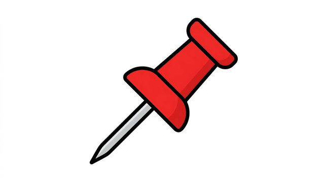 Red pushpin icon isolated on white background