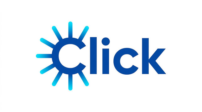 Click logo design with sun icon on white background
