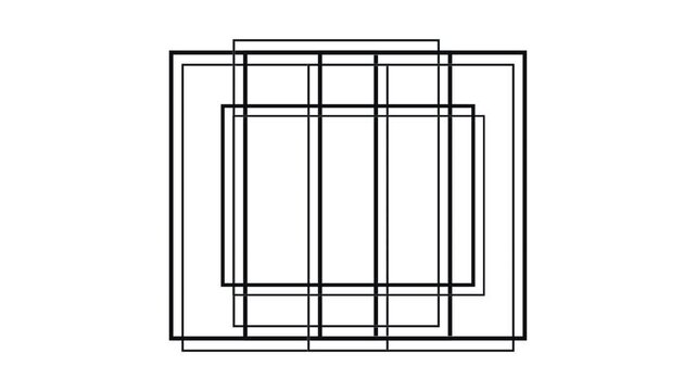 Rectangles with line animation video on a white background