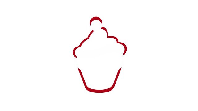 Red christmas cupcake animation video on a white background