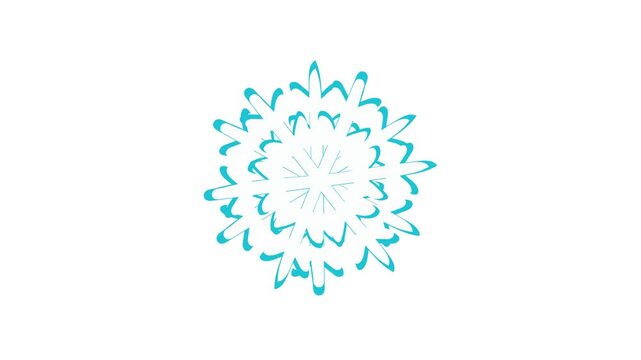 Traditional hand-drawn Christmas snowflake animation video on white background