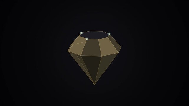Cinematic Diamond Animation Slow Motion Tracking Shot In Dark Background With Digital Style And Technical Effects