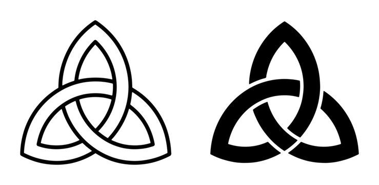 Triquetra Celtic Knot Symbol, Trinity Symbol Vector Icons, Ancient Irish Knotwork Design, Spiritual and Religious Symbolism