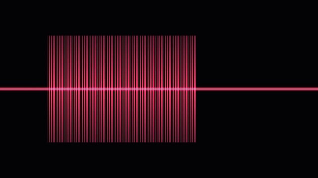 Digital Barcode Animation Slow Motion Panning In Dark Background With Neon Lighting And Futuristic Style For Technology Stock Video