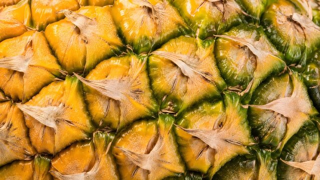 Macro Close-Up of Ripe Pineapple Skin Texture