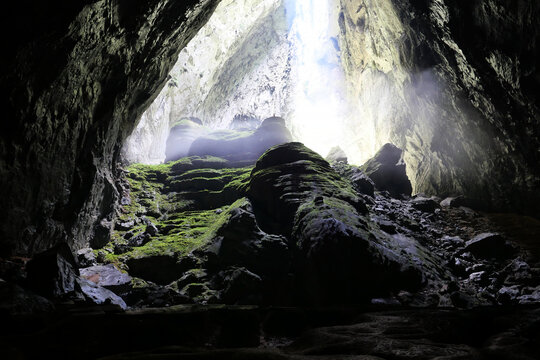 Massive Chamber and Light Beams in Hang Son Doong Cave, Phong Nha-Ke Bang National Park, Vietnam