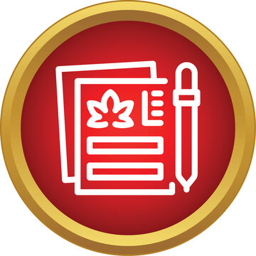 Document with a cannabis leaf and dropper for medical marijuana treatment