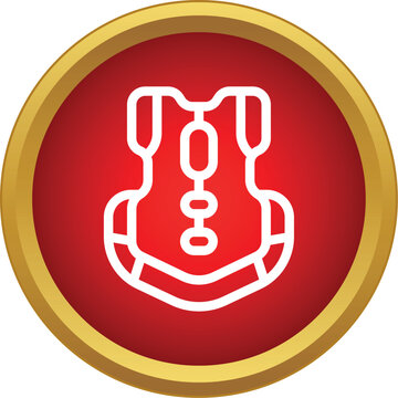 Life jacket icon displaying protection and security on a red and gold circle