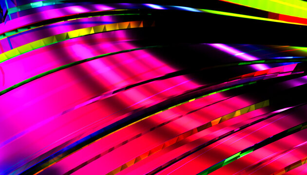 Colorful abstract digital design with vibrant glossy curved stripes